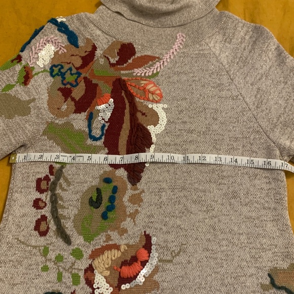 Anthropologie Knit and Knotted Embroidered Petals Swing Sweater Dress S - Picture 10 of 13